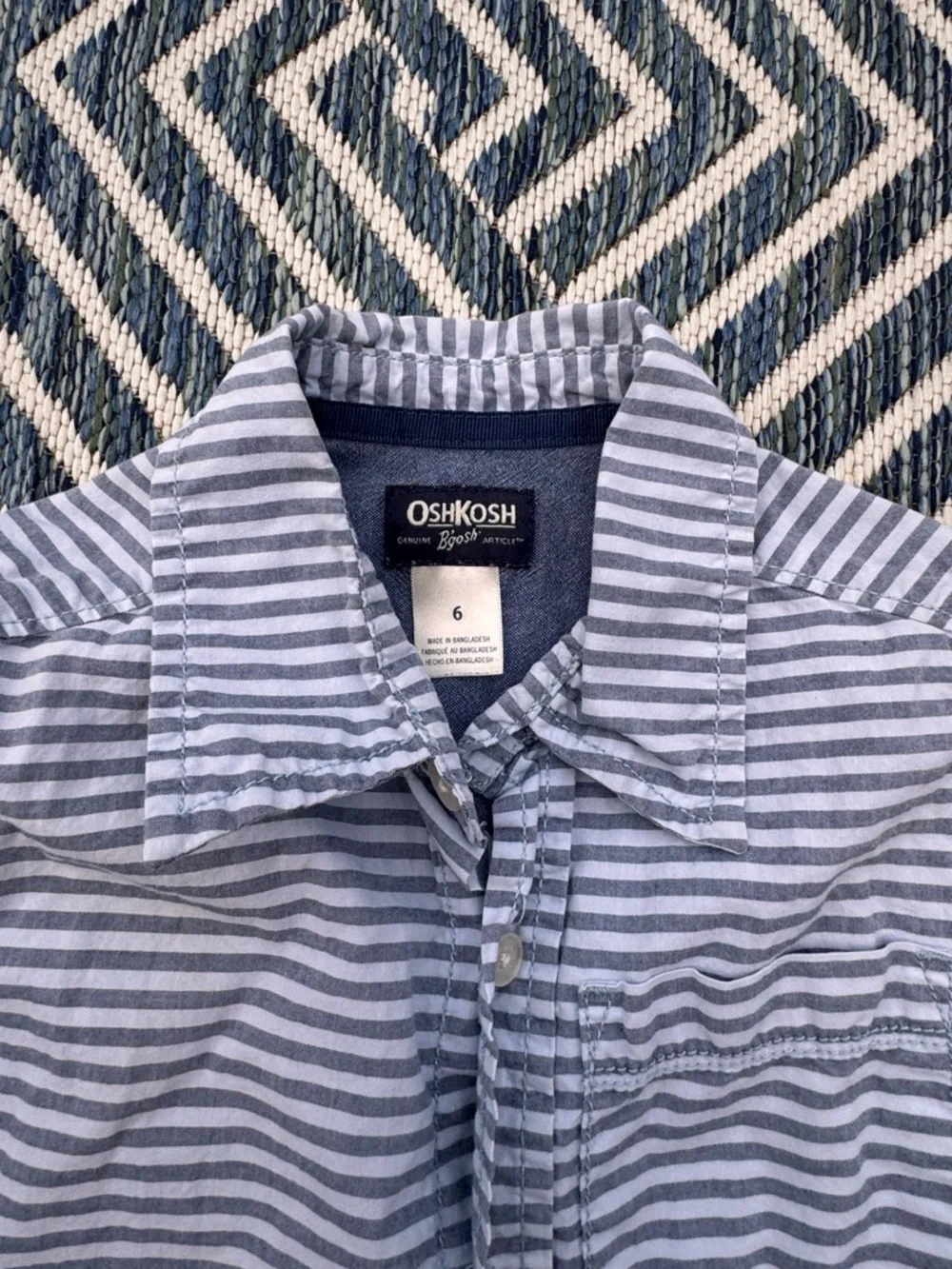 OshKosh B'gosh Gray & White Striped Button-Down Shirt